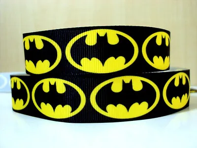 1 Metre Batman Ribbon Size 7/8 Hair Bows Headbands Birthday Cake Card Making • £0.99