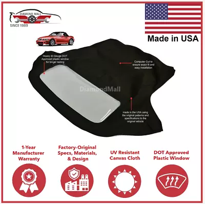 Fits BMW Z3 1996-2002 ConvertibleTop & Plastic Window Black Twillfast II Cloth • $431.10