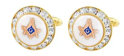 Freemason Crystal Masonic Cufflinks  !!manufacturers Direct Pricing!! • $24.99