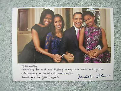 Thank You For Your Support Signed Michelle Obama Family Photo 2012 Campaign  • $25