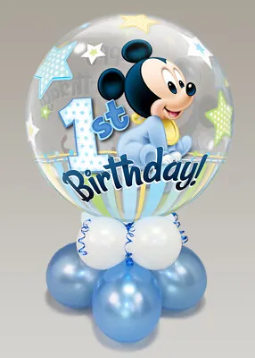 Inflated 1st Birthday Mickey Mouse Bubble Balloon Centrepiece COMES INFLATED • £29.49