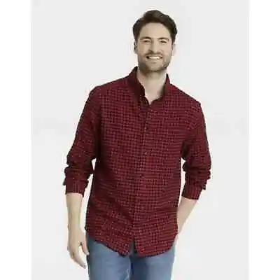  Men's Long Sleeve Flannel Shirt Red & Black Mini Check Goodfellow & Co M NWT • $7.29