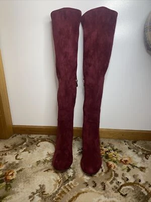 Django & Juliette Nullen 39 Womens Block Heel Boots Long Over Knee Thigh Purple • $74.99