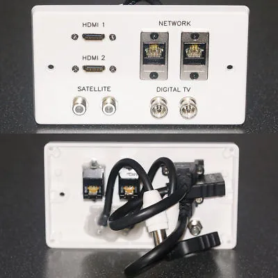 AV Wall Face Plate HDMI V2.1 Cat6 Network TV Aerial F-type Satellite Sockets • £49.90