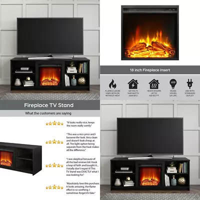 Fireplace TV Stand Entertainment Center 65  Modern Media Storage Shelf Cabinet  • $156.69