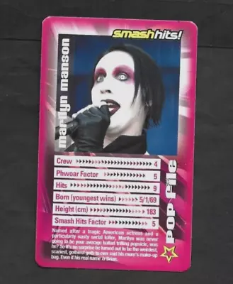 2003 UK Smash Hits MARILYN MANSON RC Rookie Rock/Pop Star Card • $5