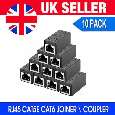 £9.95 • Buy RJ45 Extender Coupler Cat6 Cat5e Ethernet Network Cable Adapter Joiner 10 Pack 