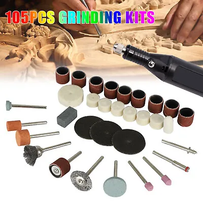 105Pcs Mini Electric Drill Grinder Bits Rotary Power Tool Grinding Polishing Set • $11.98