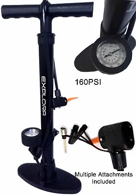 £10.95 • Buy High Pressure Floor Standing Bike Pump Cycle Bicycle Tyre Hand Air With Gauge