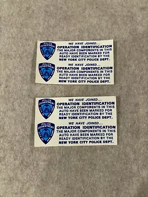  Lot (4) Vintage 1990's NYPD Official Department Operation ID Decals  • $5.75