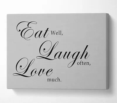 £21.99 • Buy Kitchen Quote Eat Laugh Love Grey Canvas Wall Art Home Decor Large Print