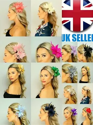 £12.99 • Buy Elegant Feather Hair Fascinator On Headband/Clip Wedding Royal Ascot Races UK 