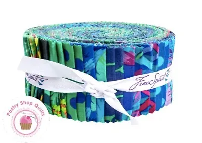 KAFFE FASSETT Free Spirit OCEAN Jade Blue JELLY ROLL 40 Strips Quilt Fabric • $57.95