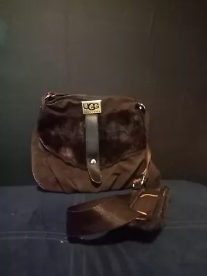 UGG AUSTRALIA Brown Suede Tote Handbag Zip Close Pre-Loved Classic Casual Style • £5