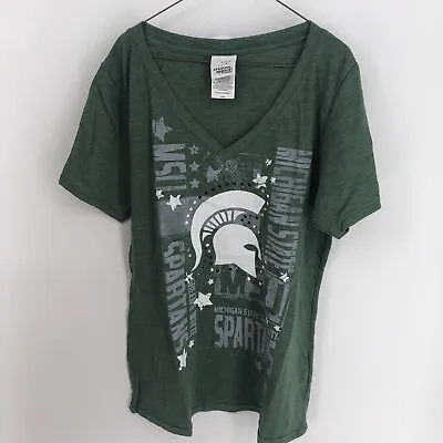 NWT Michigan State Spartans Women’s Green V-Neck T-shirt Sizes S/M/L/XL • $12.95