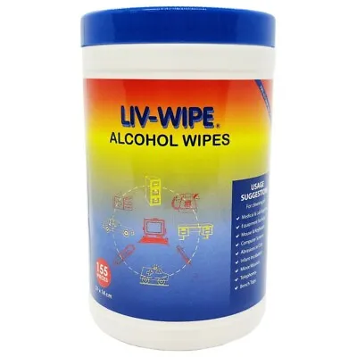 Liv-Wipe Alcohol Wipes 155 Pieces (21 X 14cm) - 70% Isopropyl Alcohol 155pk • $21.99