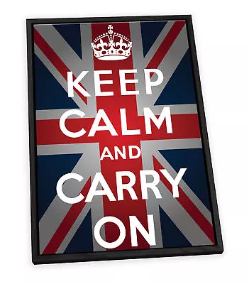 Keep Calm Carry On Multi-Coloured CANVAS FLOATER FRAME Wall Art Picture Print • £29.99