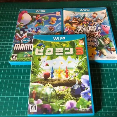 New Super Mario Bros. U & Dairantou Smash Brothers & Pikmin 3 Set Nintendo WiiU • $90.30