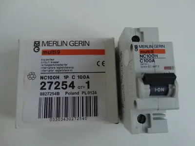 Merlin Gerin Multi 9 27254 NC100H 100A Type C MCB Circuit Breaker BSEN60947-1 . • £17.99