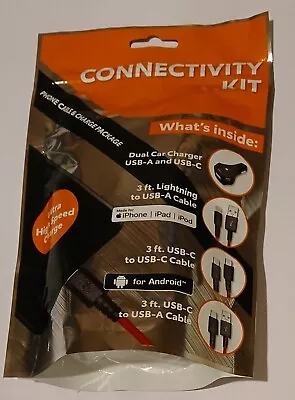 Car Cell Phone Charge Kit -USB ABC- Cables- IPhone -Android -Auto Konnect • $25.99