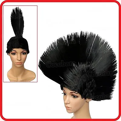 1970's 1980's Funky Punk Rocker Mohawk Mohican Style Black Red Wig-party-costume • $14.12