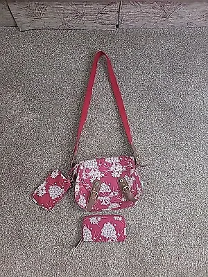 Ollie & Nic Red Floral Crossbody Bag With Wallet & Pouch. VGC.  • £19.16