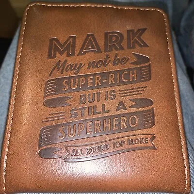 Mark  Personalised Rfid Blocking Men’s Wallet NEW Brown • £8.99