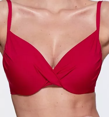 LEPEL  Capri  Underwired Padded Cups BIKINI TOP In Red Size 32D -  BNWT • £4.99