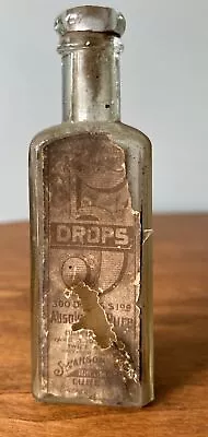 Labeled Embossed Vintage 5 Drops Bottle Medicine Swanson Cure Company Chicago IL • $20