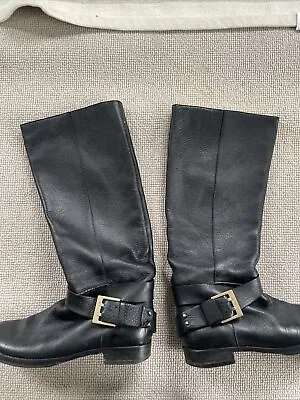 £95 • Buy Chloe Leather Riding Boots Black Size 38 1/2 .  Tiny Studd Missing On One