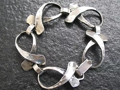 Bracelet Silver 835 Perli Handmade IN Hammered Look Vintage Design To • $180.47