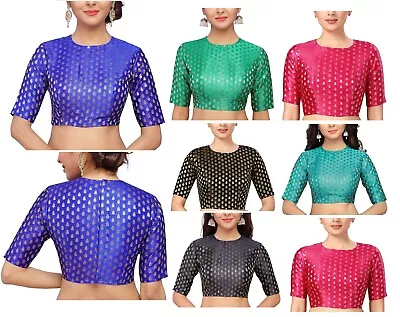$24.04 • Buy Brocade Blouse Bollywood Lehenga Crop Top Readymade Sari Choli Wedding Partywear