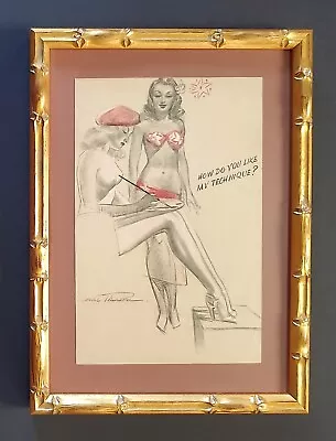 Vintage Earl Macpherson Pastel Print How Do You Like My Technique Bamboo Frame • $199.95