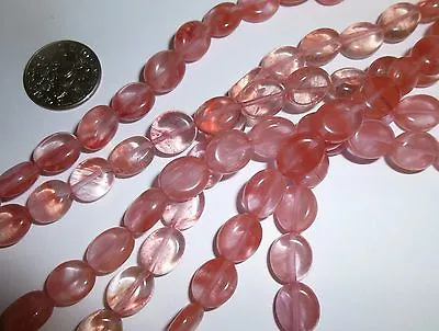 8x10mm  Flat Oval Gemstone Cherry Quartz Beads 15.5   Jewelry Making Beads  • $8