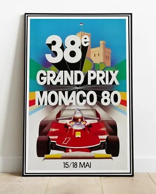 MONACO GRAND PRIX 1980 MOTOR RACING REPRO Poster 36 X24  (similar To A1 ) • £11.99
