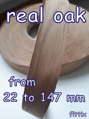 Iron On Edging PreGlued Real Wood Oak Veneer Edge Banding Tape From 22 To 147 Mm • £242.59
