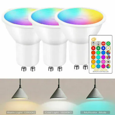 5W GU10 RGB LED Bulbs Light 16 Color Changing Spotlight Lamp With Remote Control • £4.95