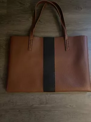 Vince Camuto Vegan Leather Tote Bag Black And Brown Laptop Bag Shopper Purse • £23.16