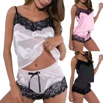 £2.89 • Buy Sexy Women Lace Pajamas Set Lingerie Underwear Sleepwear Camisole Vest Shorts UK