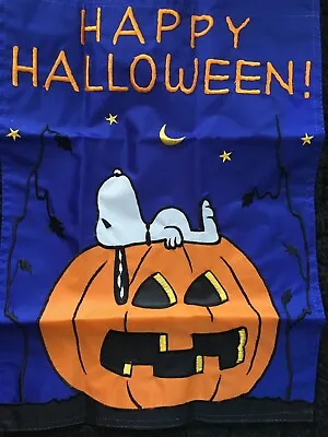 Peanuts~SNOOPY~HAPPY HALLOWEEN~Heavy/Duty Appliqué FLAG 12 X18 ~2010~NEW~FREE SH • $24.95