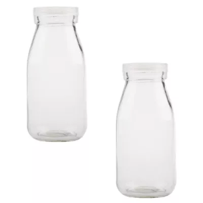 2 Reusable Glass Bottles With Caps - 250ML Smoothie Containers • £14.75