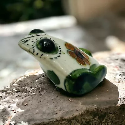 Mexico Tonala Ceramic Frog Hand Painted Signed • $17.59