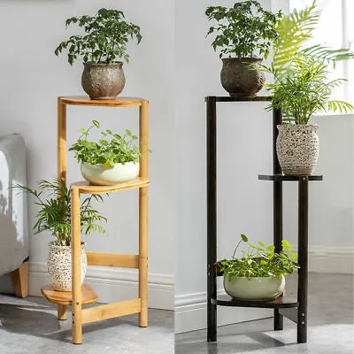 Simplicity Bamboo Plant Stand 3 Tier Corner Plant Display Shelves Garden Outdoor • £21.97