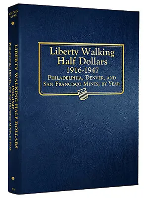 Whitman Blue Coin Album 9125 Liberty Walking Half Dollar 1916-1947 Book  50 Cent • $21.38