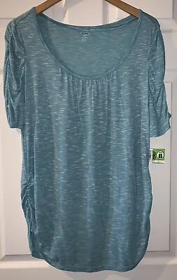 NWOT Style & Co WOMENS Green White Tee BLOUSE TOP SIZE OX 14W • $12.99