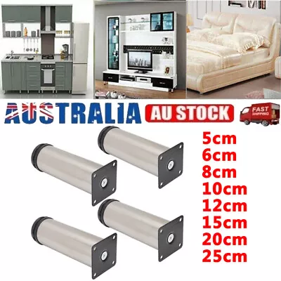 $18.99 • Buy 4PCS Adjustable Stainless Steel Round Furniture Legs Cabinet Table Sofa Bed Feet