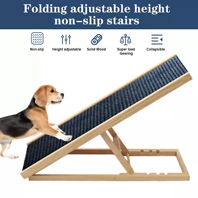 Dog Ramp For Bed Couch Car Folding Pet Ramp Adjustable Heights Portable Stairs • $62.99