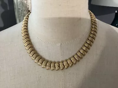 Vintage Authentic Signed Monet Gold Tone Unique Textured Necklace Nr • $39.99