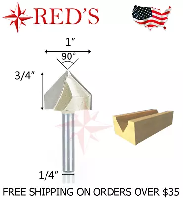 Tideway Carbide PRO LC03011604 1  90 V Groove 1/4  Shank Router Bit • $4.49