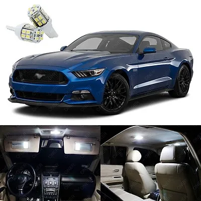 10 X Xenon White LED Interior Light Package Kit For Ford Mustang 2015 - 2019 • $19.99